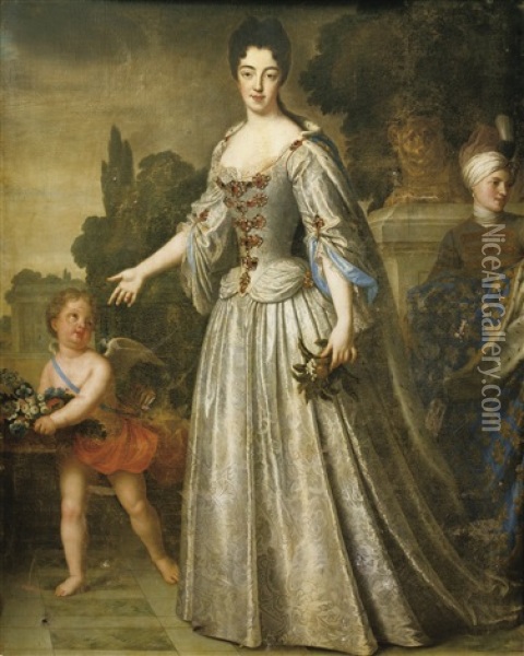 Portrait De Marie-adelaide De Savoie, Duchesse De Bourgogne Oil Painting - Jean-Baptiste Santerre