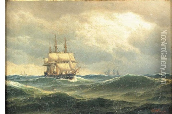 Ships At High Sea Oil Painting - Carl Emil Baagoe
