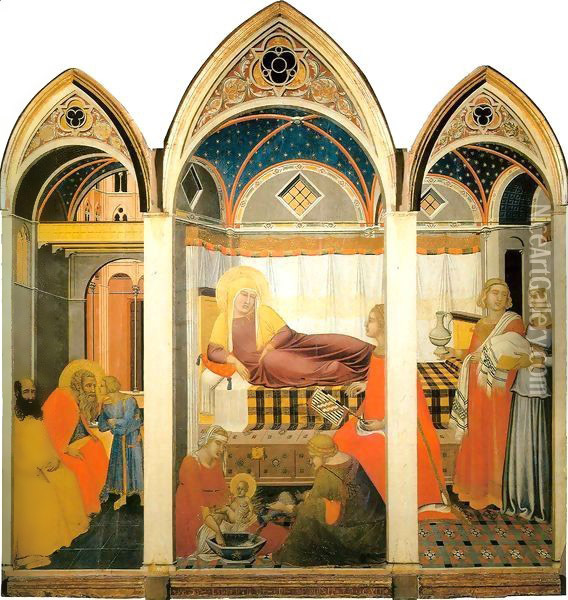 Nativity of the Virgin Oil Painting - Pietro Lorenzetti