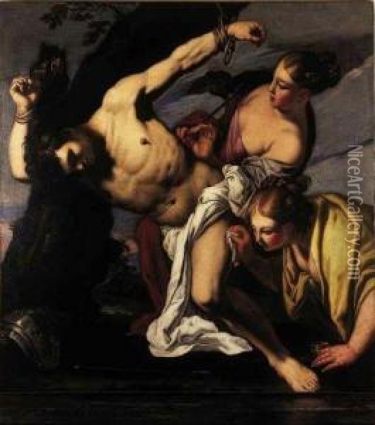 Saint Sebastien Soigne Par Sainte Irene Oil Painting - Antonio Zanchi