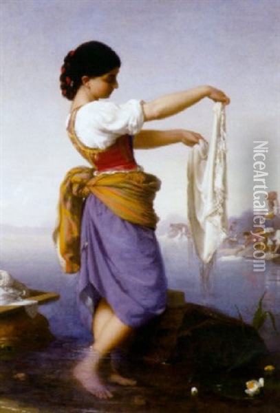 La Lavandiere Oil Painting - Rudolf W. A. Lehmann