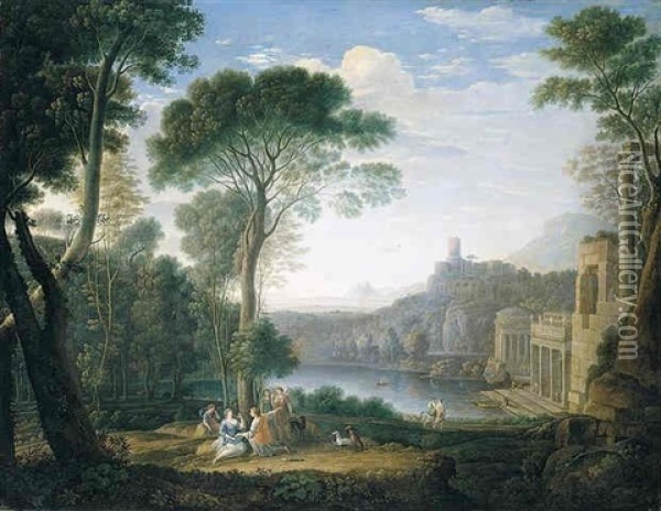 A Classical Landscape With The Nymph Egeria Mourning For Numa Oil Painting - Hendrick Frans van Lint