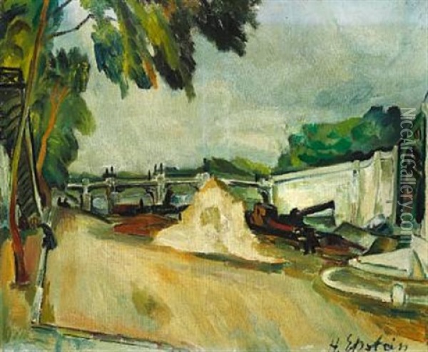 Le Pont De La Tournelle, A Paris Oil Painting - Henri Epstein