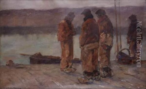 Les Marins Bretons Au Port De Concarneau Oil Painting - Achille Granchi-Taylor