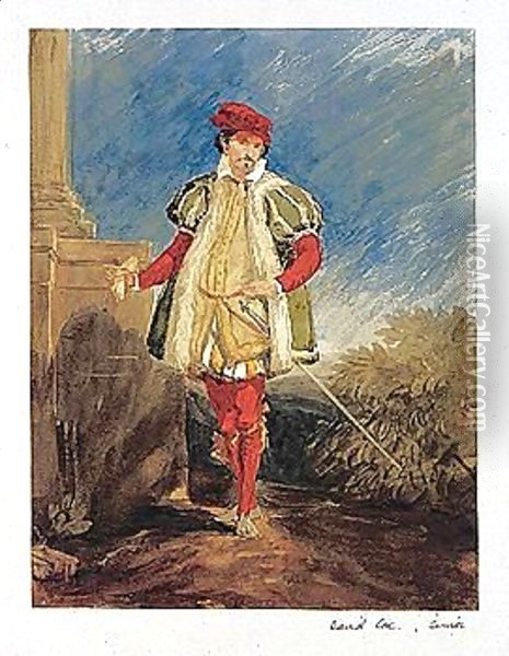 Study Of A Gentleman In Elizabethan Costume Oil Painting - David Cox