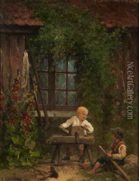 Pojke Slipar Kniv Oil Painting - August Malmstrom