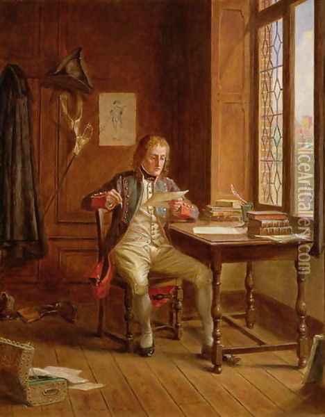 A Difficult Letter Oil Painting - James de Vine Aylward