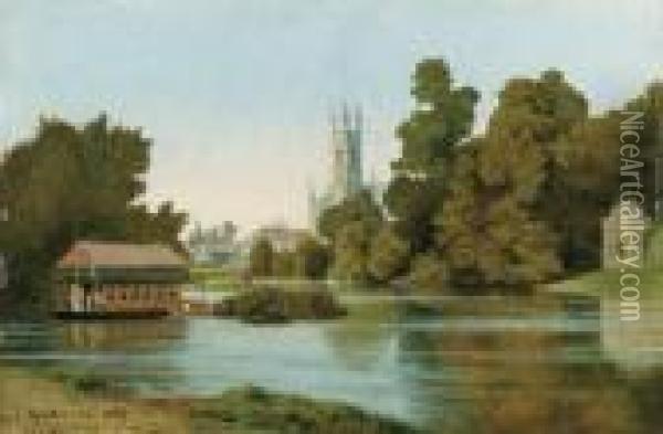 Twickenham From The Ferry; And Hampton On Thames Oil Painting - John Mulcaster Carrick
