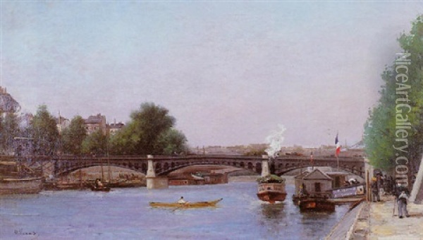 La Seine A Paris Oil Painting - Gustave Mascart