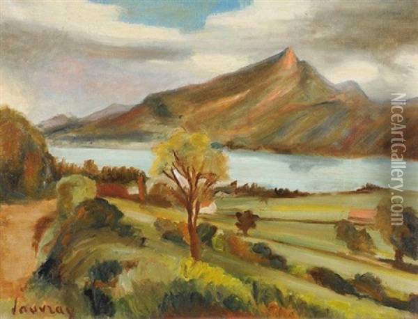 Lac Au Pied De La Montagne Oil Painting - Abel Louis Alphonse Lauvray