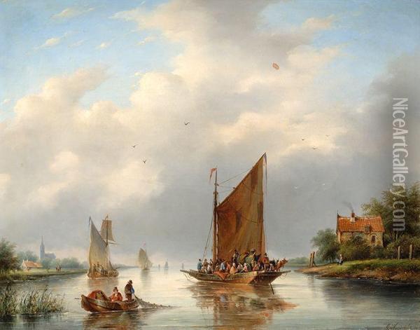 On The Ferry Oil Painting - Gerardus Hendriks
