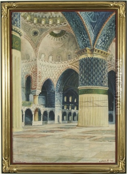 The Blue Mosque, St. Sophia, Istanbul Oil Painting - Wladimir Petroff