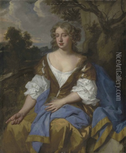 Portrait Of A Lady, Traditionally Identified As Mary 'moll' Davis (c. 1651-1708), Three-quarter-length Oil Painting - Sir Peter Lely