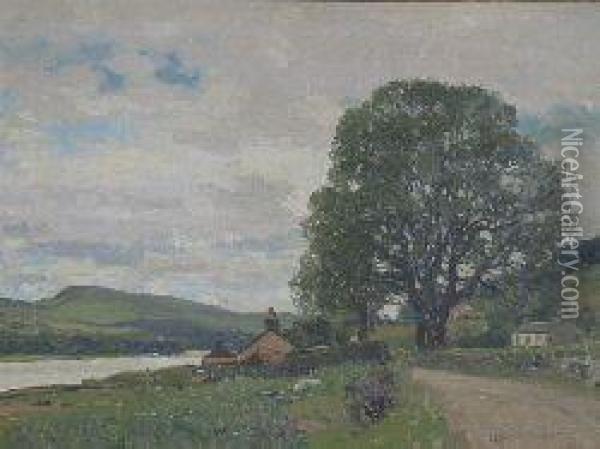 Cottage By The Loch Oil Painting - George Houston