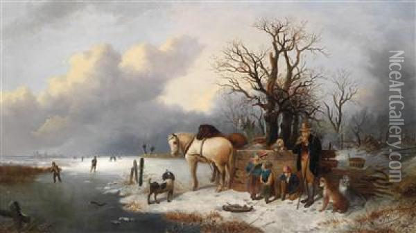 Winter Pleasures Oil Painting - Alexis de Leeuw
