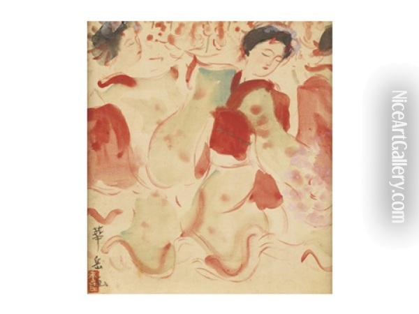 Dancing Of Spring Oil Painting - Kagaku Murakami