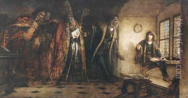 Czech King Podjebrad Introduces Matthias the Hungarian Delegates 1873 Oil Painting - Viktor Madarasz