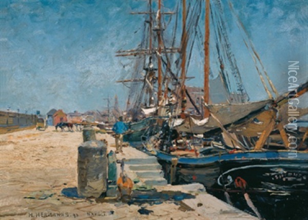 Im Hafen Von Neapel Oil Painting - Heinrich Hermanns