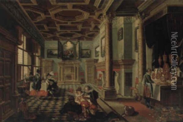 Interieur Mit Figuren Oil Painting - Bartholomeus Van Bassen