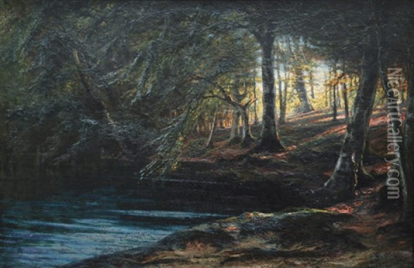 In A Forest Near Malente Oil Painting - Joachim Hinrich (Hinnerk) Wrage