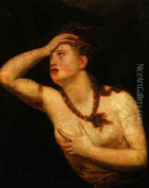 A Female Figure (ariadne?) Oil Painting - Jean Baptiste Greuze