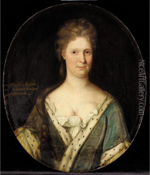 Portrait Of Christian Leslie, Wife Of James, 3rd Marquis Of Montrose Oil Painting - Sir John Baptist de Medina