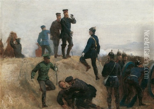 Kronprinz Friedrich Wilhelm Von Preussen Wahrend Der Schlacht Von Sedan Oil Painting - Emil Hunten