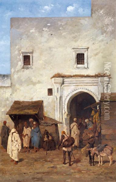 Marche A Tanger Oil Painting - Alfred Albert
