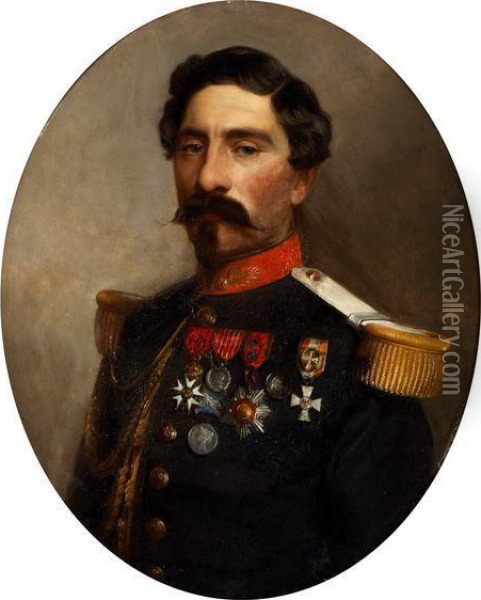 Portrait De Militaire Oil Painting - Norbert Schrodl
