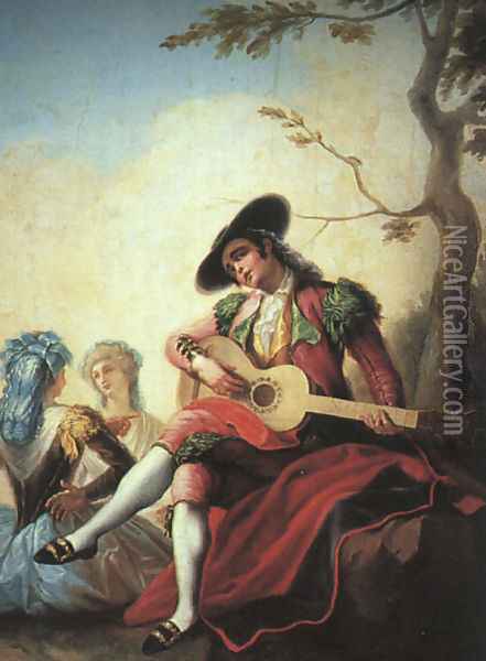 Boy with Guitar 1786 Oil Painting - Ramon Bayeu Y Subias