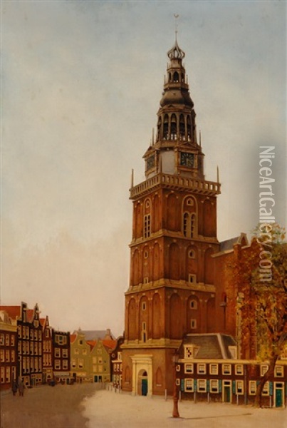 The Old Church In Amsterdam Oil Painting - Frans Everbag