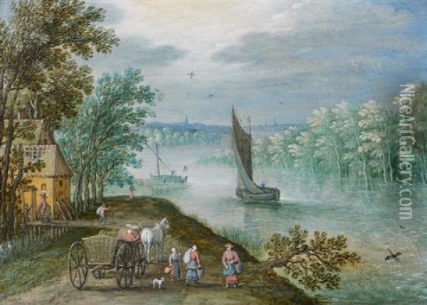 Charette En Bordure De Canal Oil Painting - Marten Ryckaert