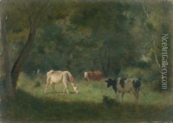 Vaches Dans La Clairiere Oil Painting - Jean Pezous