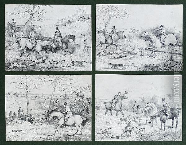 A Hunting Scene, Set Of Four; A Shooting Scene, Eight Oil Painting - Samuel Howitt
