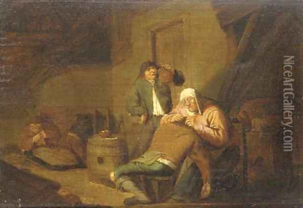 Peasants in a cottage interior Oil Painting - Anthonie Victorijns
