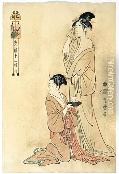 Mi No Koku. L'Heure Du Serpent Oil Painting - Kitagawa Utamaro