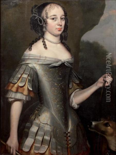 Portrait De Femme En Diane Oil Painting - Willem van Honthorst
