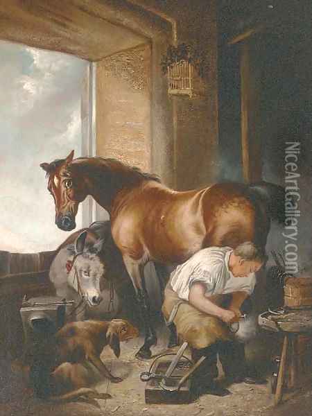 Shoeing Oil Painting - Sir Edwin Henry Landseer