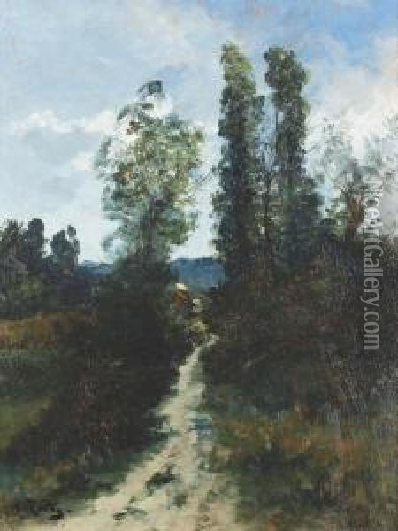 Sommerlicher Heideweg. Oil Painting - Alfred Rouby