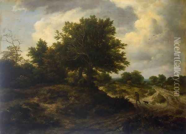 Landscape with a Traveller Oil Painting - Jacob Van Ruisdael