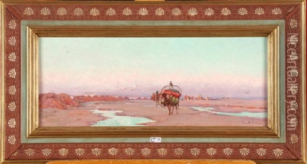 La Caravane Dans Le Desert Oil Painting - Eugene Deshayes