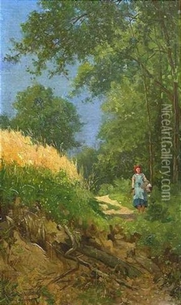 Bauerin Am Wegrand Oil Painting - Franz Xaver Von Riedmuller
