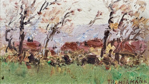 Hauser Im Wald Oil Painting - Theodor von Hoermann