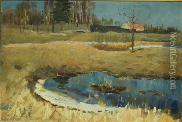Brandenburgische Dorflandschaft Oil Painting - Walter Leistikow