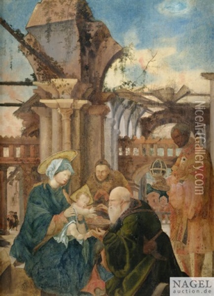Die Anbetung Der Heiligen Drei Konige Oil Painting - Albrecht Altdorfer