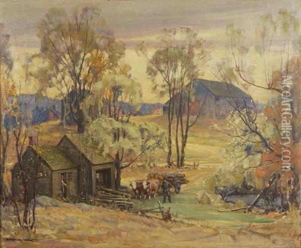 New England Farmscene Oil Painting - Frederick Mortimer Lamb