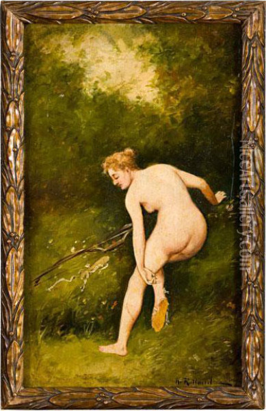 Nudo Di Donna Come Diana Nel Parco Oil Painting - Henri Rolland