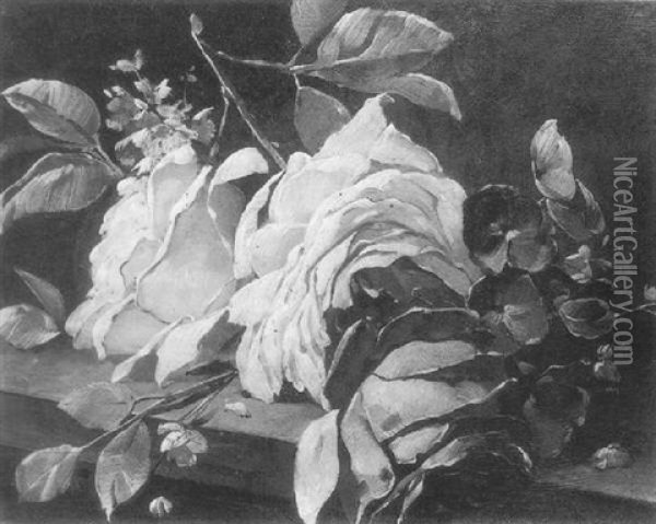 Stilleben Mit Rosen Oil Painting - Wilhelm von Kaulbach