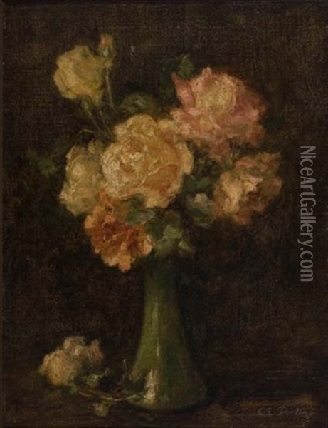 Vase Of Roses Oil Painting - Charles Porter
