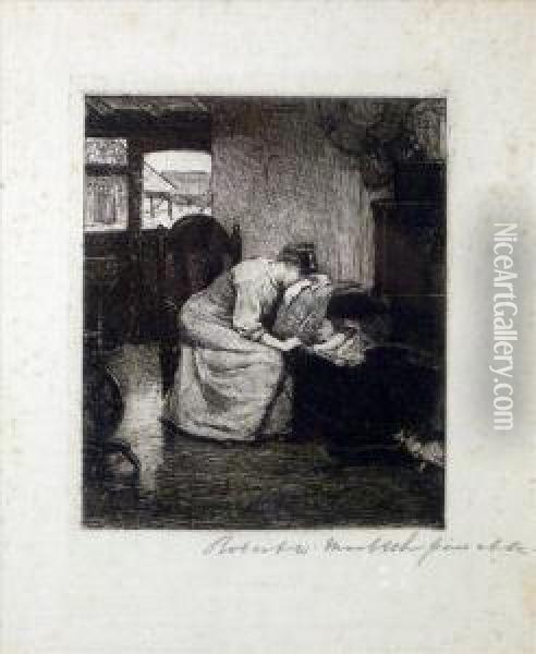 Macbeth, Lady Sleeping Beside Acat Oil Painting - Robert Walker Macbeth